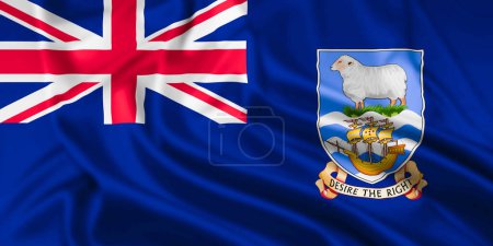 Le drapeau des îles Malouines, un territoire britannique d'outre-mer, ondulé