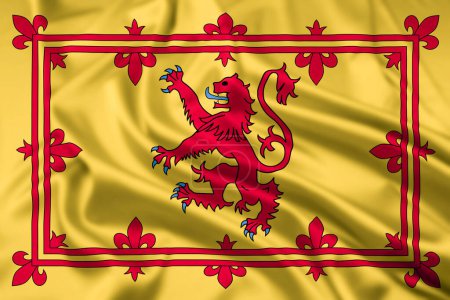 Das königliche Banner von Schottland, der wütende Löwe, gewellt