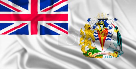 The Flag of the British Antarctic Territory, a British Overseas Territory, Rippled