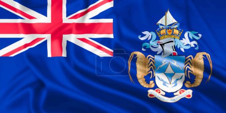 The Flag of Tristan Da Cunha, a British Overseas Territory, Rippled