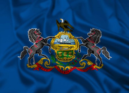 Foto de La Bandera del Estado de Estados Unidos de la Mancomunidad de Pensilvania Ripeada - Imagen libre de derechos