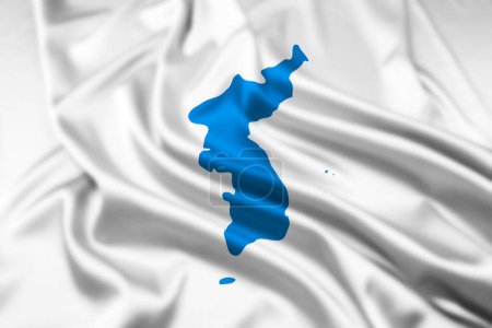 Le drapeau de l'unité coréenne avec un effet d'ondulation