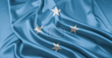 La Bandera de los Estados Federados de Micronesia con Efecto Ondulatorio