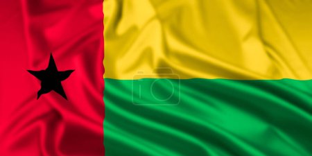 Die Flagge der Republik Guinea-Bissau mit Welleneffekt
