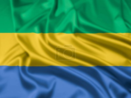 The Flag of The of  The Gabonese Republic, with a Ripple Effect