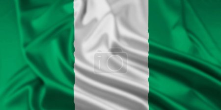 Die Fahne der Bundesrepublik Nigeria mit Welleneffekt