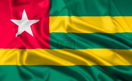 La Bandera de la República Togolesa, con un Efecto Ondulatorio