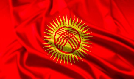 Die Flagge der Kirgisischen Republik mit Welleneffekt