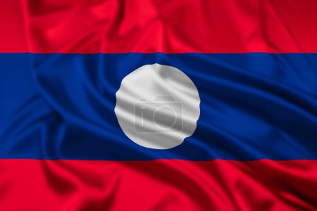 Foto de La Bandera de la República Democrática Popular Lao, con un Efecto Ondulatorio - Imagen libre de derechos