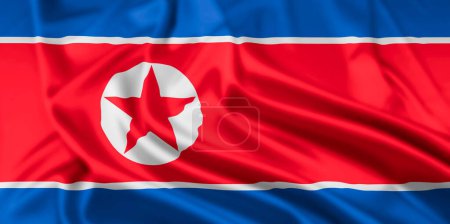 The Flag of The Democratic Peoples Republic of Korea, or North Korea,, with a Ripple Effect