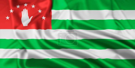 Die Flagge der Republik Abchasien, eines von Georgien beanspruchten Nicht-Mitglieds der Vereinten Nationen, mit Welleneffekt