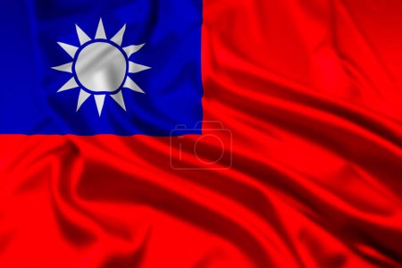 Die Flagge der Republik China oder Taiwan, ein von China beanspruchtes Nicht-Mitglied der Vereinten Nationen, mit Welleneffekt