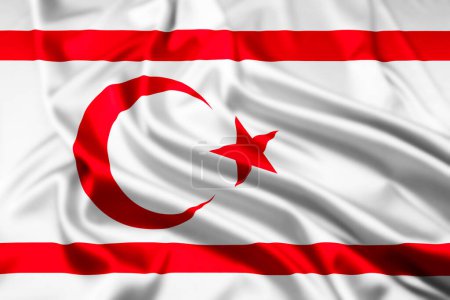 Die Flagge der türkischen Republik Nordzypern, eines von Zypern beanspruchten Nichtmitglieds der Vereinten Nationen, mit Welleneffekt