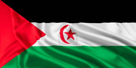 Die Flagge der Arabischen Demokratischen Republik Sahara. ein von Marokko beanspruchtes Nicht-Mitglied der Vereinten Nationen mit Welleneffekt