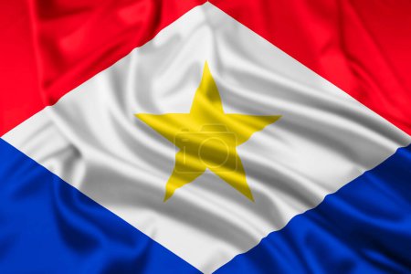 Le drapeau de Saba, une municipalité spéciale des Pays-Bas, avec un effet d'entraînement