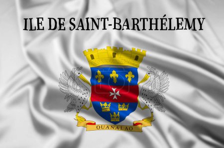 Bandera no oficial de San Bartolomé. una colectividad de ultramar de Francia, con un efecto de ondulación