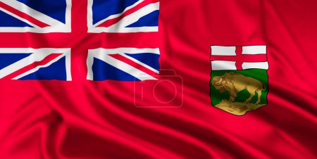 Bandera de la Provincia Canadiense de Manitoba, con Efecto Ondulatorio
