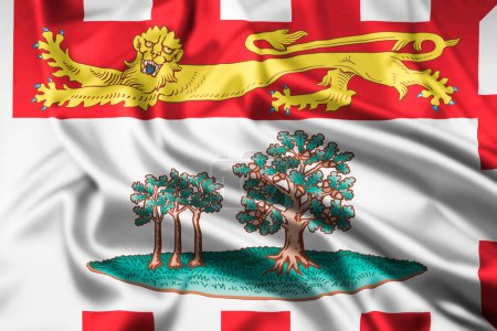 Bandera de la Provincia Canadiense de la Isla Príncipe Eduardo, con Efecto Ondulatorio