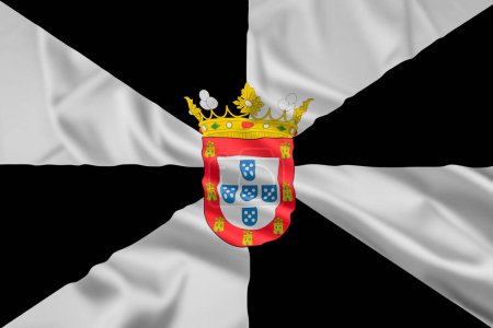 Die Flagge von Ceuta, einer autonomen Stadt Spaniens an der nordafrikanischen Küste, mit Welleneffekt