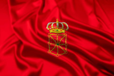 The Flag of Navarre, one of the autonomous communities of Spain, with a ripple effect