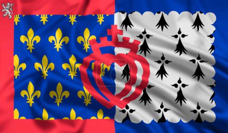 Die Flagge der französischen Region Pays de la Loire, mit Welleneffekt.