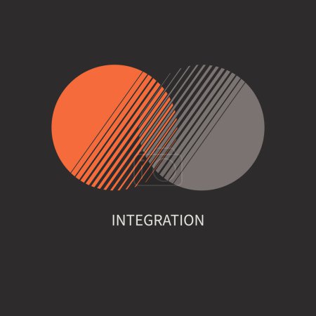 Téléchargez les illustrations : Integration, interaction sign. Round business concept. Interact logo, minimal business icon. Union flat concept - en licence libre de droit