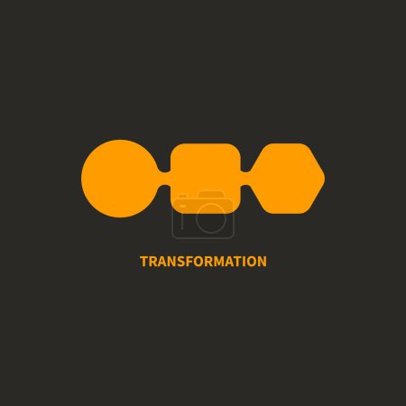 Illustration for Geometric shapes, transformation. Logo change, transform concept - Royalty Free Image