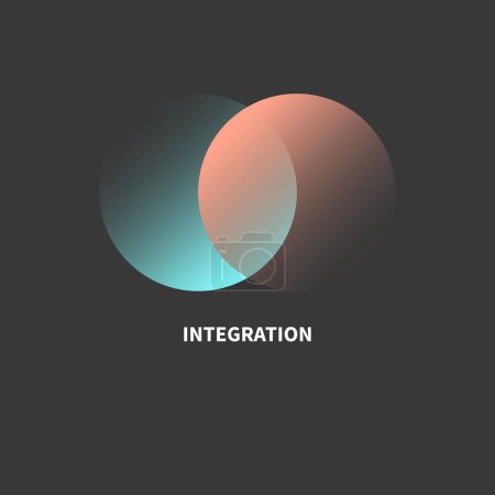 Integración, signo de interacción. Concepto de negocio redondo. Logo interactivo, icono de negocio mínimo. Círculos abstractos