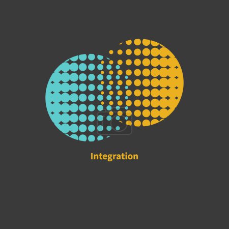 Ilustración de Integration, interaction sign. Round business concept. Interact logo, minimal business icon. Abstract circles - Imagen libre de derechos