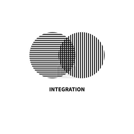Téléchargez les illustrations : Intégration, signe d'interaction. Concept d'entreprise. Logo Interact, icône minimale de l'entreprise. Formes abstraites - en licence libre de droit