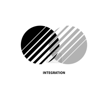Téléchargez les illustrations : Integration, interaction sign. Round business concept. Interact logo, minimal business icon. Abstract circles - en licence libre de droit