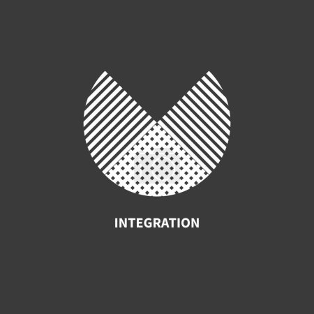 Téléchargez les illustrations : Intégration, signe d'interaction. Concept d'entreprise. Logo Interact, icône minimale de l'entreprise. Formes abstraites - en licence libre de droit