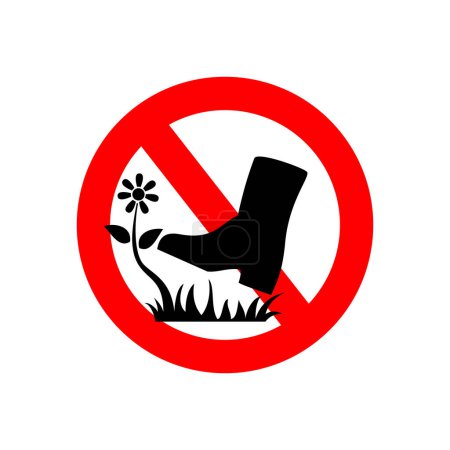 Caution, warning, please stay out of the yard, Do not step on the green grass or do not step on the garden icon.