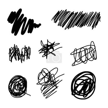 hand drawn of tangle scrawl sketch. Abstract scribble, chaos doodle pattern Isolated on white background. Vector illustration.