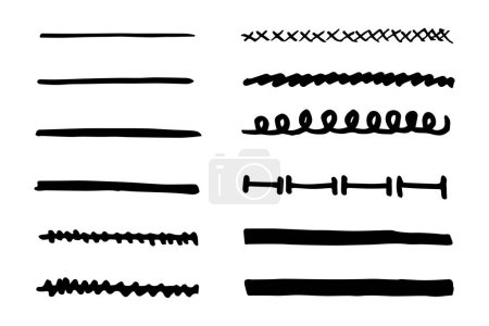Vektor-Satz von Hand gezeichneter Unterstrich.
