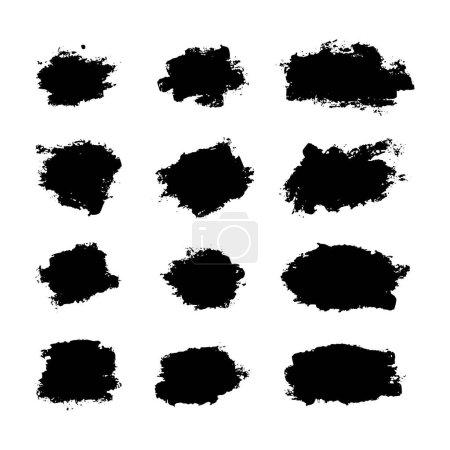 Illustration for Black Distress Brushes. Grunge Texture. Splash Banner. vector illustration. - Royalty Free Image