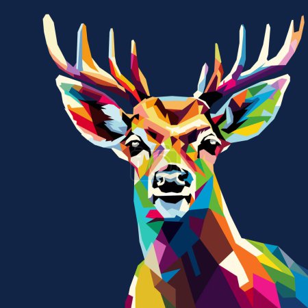 Ilustración de Ciervos con cuernos dibujados utilizando el estilo de arte WPAP, arte pop, ilustración vectorial. - Imagen libre de derechos