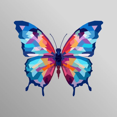 Ilustración de Hermosa mariposa alada dibujada usando el estilo de arte WPAP, arte pop, ilustración vectorial. - Imagen libre de derechos