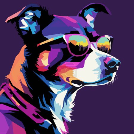 cabeza de perro dibujado utilizando el estilo de arte WPAP, arte pop, ilustración de vectores.