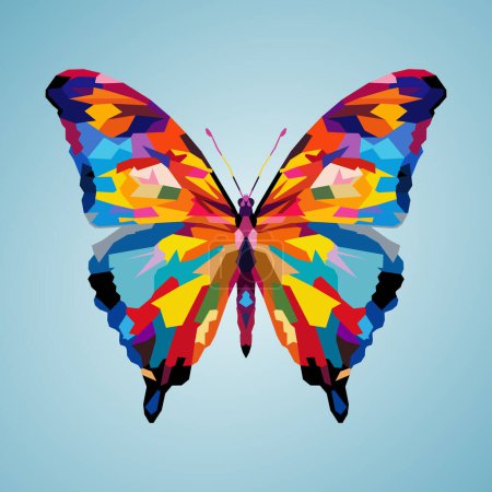 Ilustración de Hermosa mariposa alada dibujada usando el estilo de arte WPAP, arte pop, ilustración vectorial. - Imagen libre de derechos