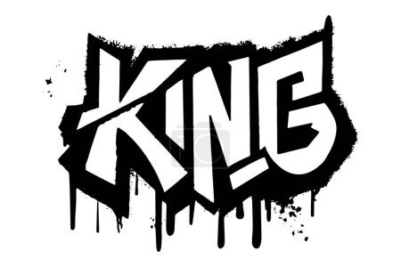 Illustration for Word KING with crown, graffiti art isolated on white background. - Royalty Free Image