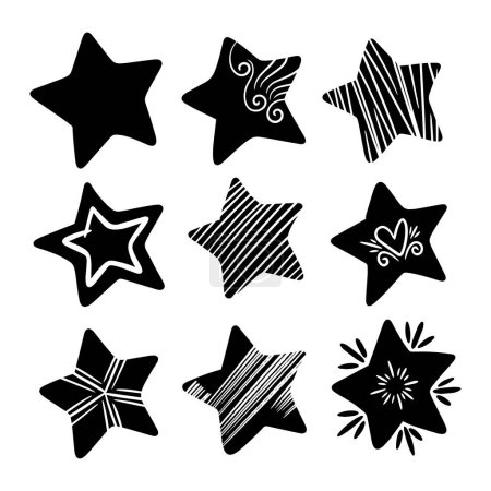 colección de estrellas garabato, ilustración vectorial