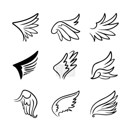 Ilustración de Boceto alas de ángel. Ángel ala de plumas. Ilustración vectorial. - Imagen libre de derechos