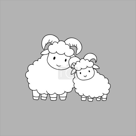 Illustration for Cartoon sheep for Eid al-Adha celebration - Royalty Free Image