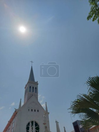 Photo for Queen street,singapore-august 14 2023: TheChurch of Our Lady of Lourdes.It is aCatholicchurchinSingapore. It is located atOphir Roadin the Rochor Planning Area - Royalty Free Image