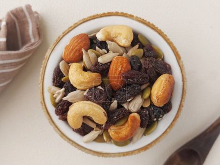 Trail mixorgorp. It is a type ofsnack mix, typically a combination ofgranola,dried fruit,nuts, and sometimescandy, developed as a food to be taken along onhikes. 