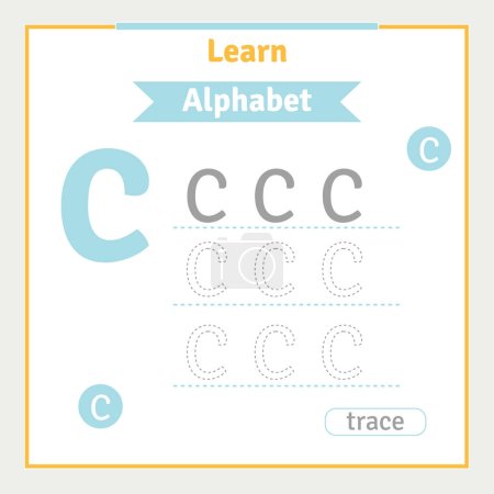 Hoja de trabajo de seguimiento de letras del alfabeto para niños actividad de aprendizaje de ilustración preescolar para el jardín de infantes