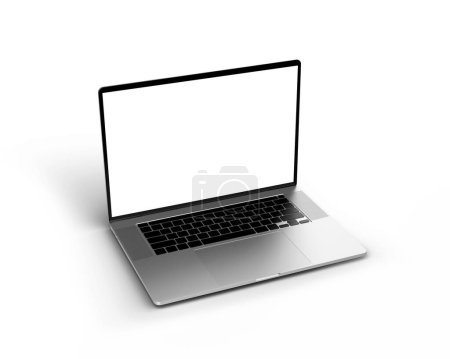 Téléchargez les photos : Écran blanc 3d rendu ordinateur portable sur fond blanc - en image libre de droit