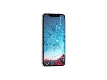Photo for 3D Rendered Broken Screen Mobile Phone - Cracked Screen Phone - Shattered Glass Mobile Phones - Royalty Free Image