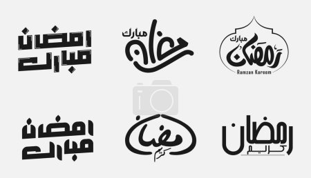 Téléchargez les photos : Ensemble de dessins Ramadan Moubarak Calligraphie Ramzan Moubarak Dessins islamiques et Ramadan - en image libre de droit